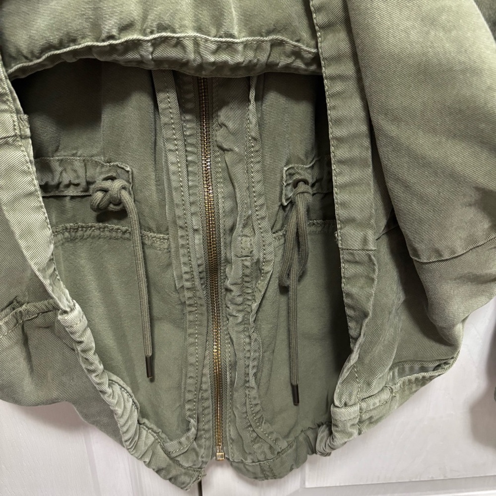 American Eagle Outfitters Olive Green Utility Cargo Jacket Hooded Grunge - Picture 5 of 7